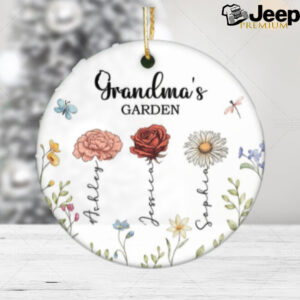 Personalized Grandma's Garden Ornament, Birth Month Flower Grandma Name Custom Ornament, Christmas 2024 Gift For Grandma From Grandkids