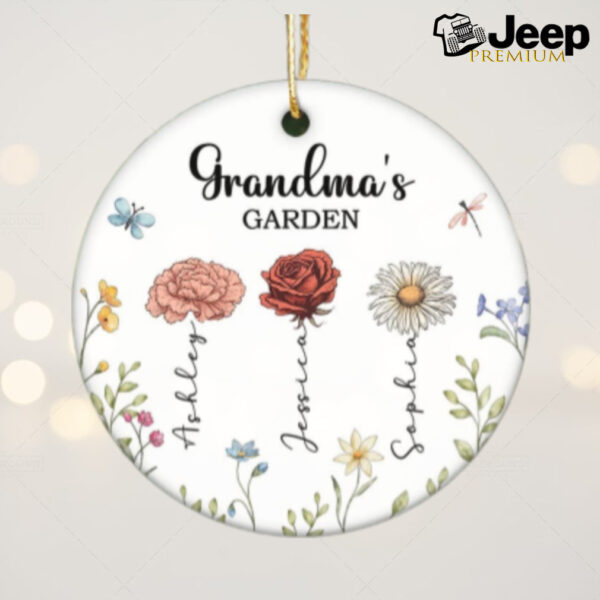 Personalized Grandma's Garden Ornament, Birth Month Flower Grandma Name Custom Ornament, Christmas 2024 Gift For Grandma From Grandkids