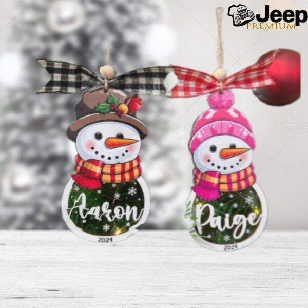 Personalized Snowman Ornament Christmas 2024, Custom Snowman Wooden Ornaments, 3D Name Ornaments, Snowman With Names Christmas