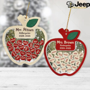 Personalized Teacher Christmas Ornament, Custom Student Name With Teacher Ornament, Kindergarten Teacher Christmas Gift, Thank You Teacher