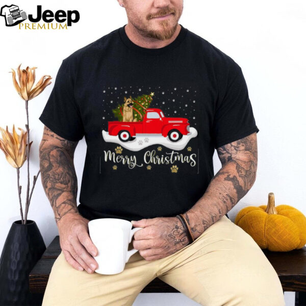 Red Truck Merry Christmas Tree German Shepherd Christmas German Shepherd T Shirt