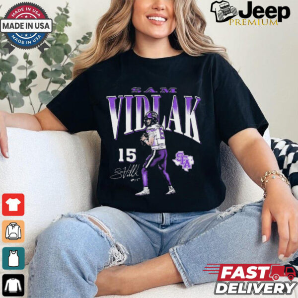 Sam Vidlak Stephen F. Austin Lumberjacks Football Cartoon Signature t shirt