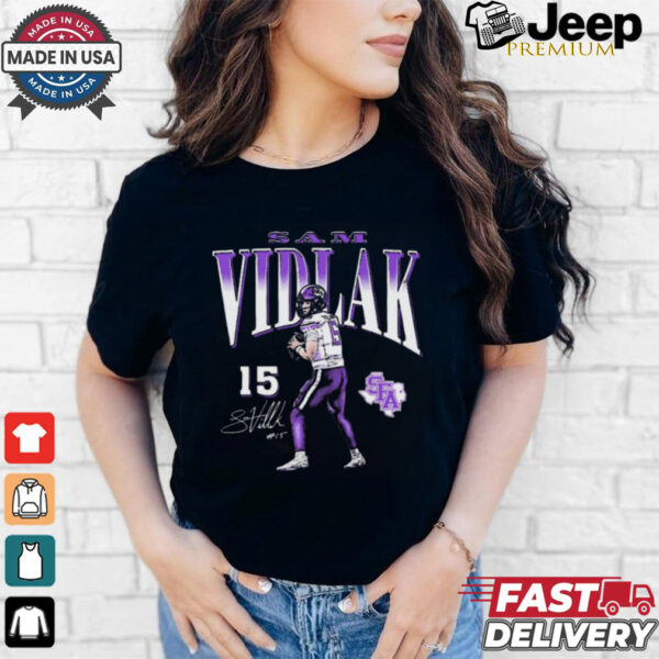 Sam Vidlak Stephen F. Austin Lumberjacks Football Cartoon Signature t shirt