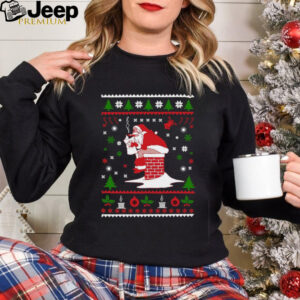 Santa Pooping Down The Chimney Ugly Christmas 2024 Shirt