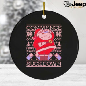 Santa drinking beer commence suckdown ugly Christmas ornament