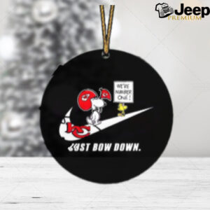 Snoopy And Woodstock Kansas City Chiefs Just Bow Down We Are Number One Christmas Tree Decorations Ornament