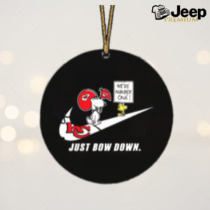 Snoopy And Woodstock Kansas City Chiefs Just Bow Down We Are Number One Christmas Tree Decorations Ornament