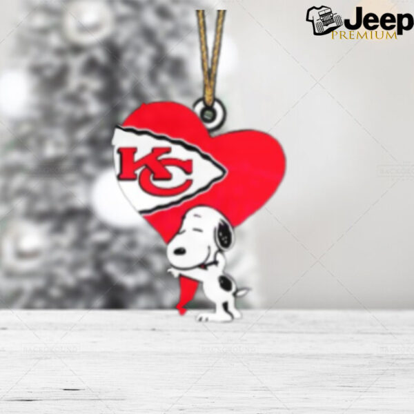 Snoopy Love Kansas City Chiefs Heart Love Christmas Tree Decorations Ornament