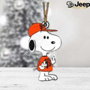 Snoopy x San Francisco Giants MLB Funny Middle Finger Christmas Tree Decorations Ornament