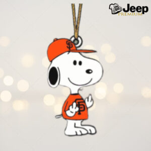 Snoopy x San Francisco Giants MLB Funny Middle Finger Christmas Tree Decorations Ornament