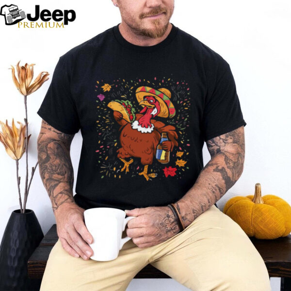 Turkey Eating Taco Thanksgiving Day Mexican Food Fall Autumn T Shirt