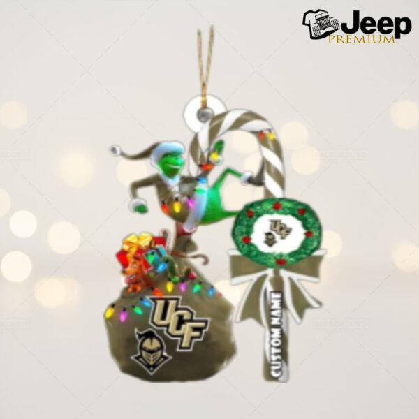 UCF Knights NCAA Custom Name Grinch Candy Cane Tree Decorations Christmas 2024 Ornament