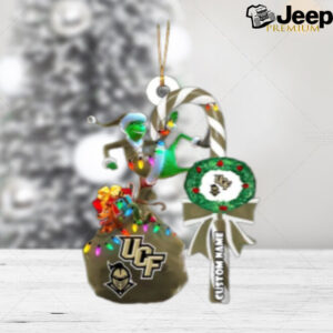 UCF Knights NCAA Custom Name Grinch Candy Cane Tree Decorations Christmas 2024 Ornament