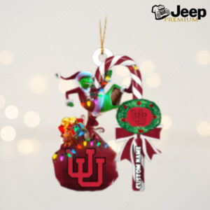 Utah Utes NCAA Custom Name Grinch Candy Cane Tree Decorations Christmas 2024 Ornament