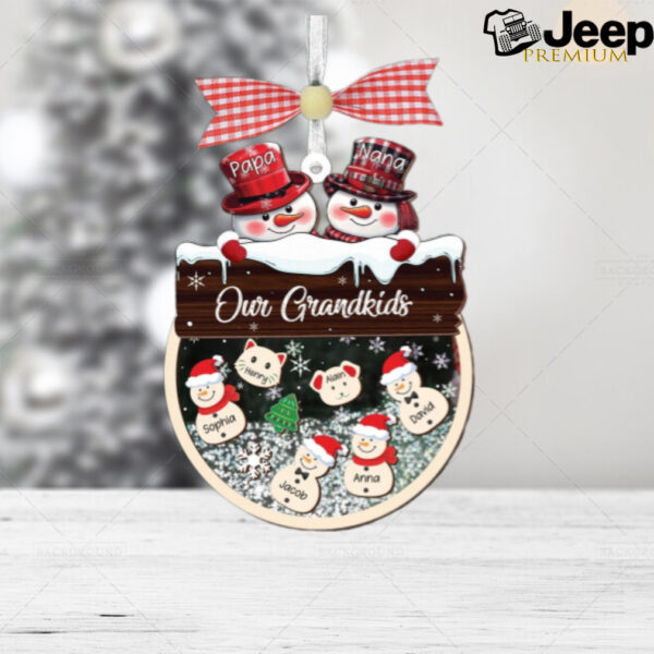 Grandparent Christmas Ornament, Grandkids Snowman Shaker Ornament, Gift for Papa Nana, Family Keepsake, Family Ornament, Snowman Family