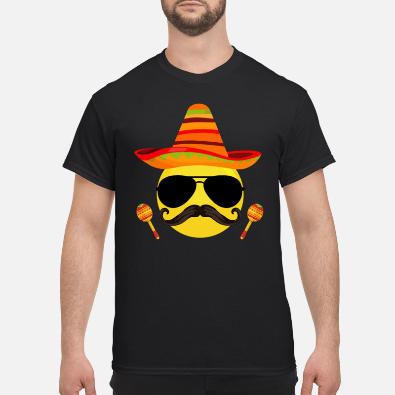 Emoji sombrero cool sunglasses cinco de mayo t shirt