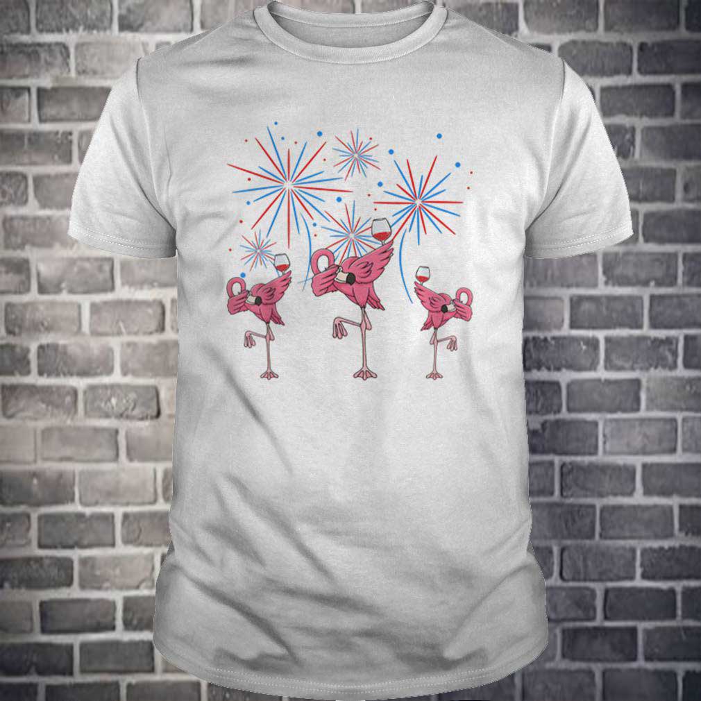 Dabbing Flamingo With Wine Glass Firework 4th Of July American Flag