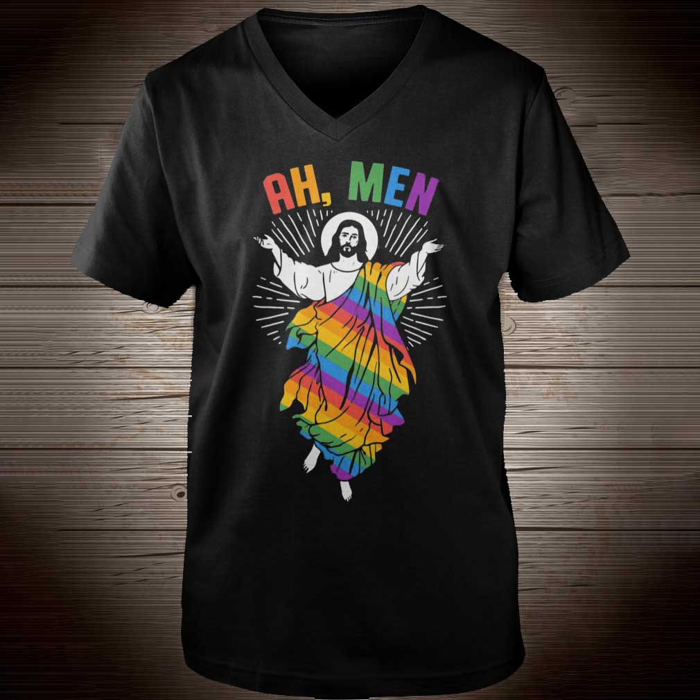 Ah Men LGBT Gay Pride Jesus Rainbow Flag God