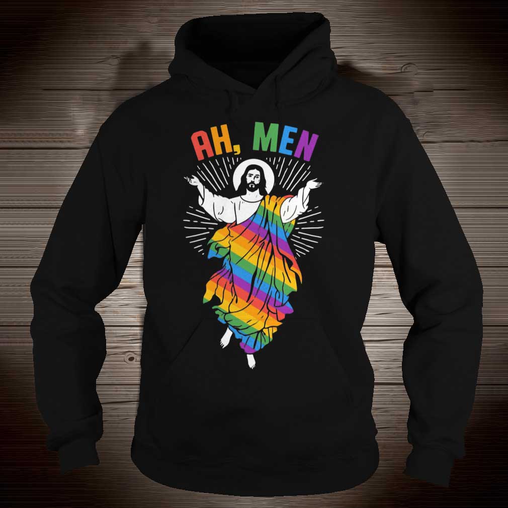 Ah Men LGBT Gay Pride Jesus Rainbow Flag God