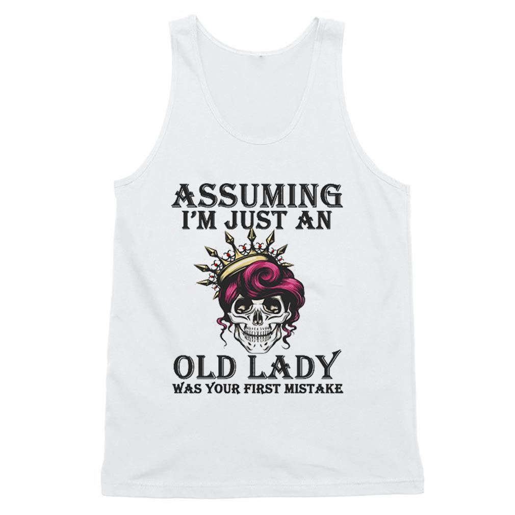 Awesome Skull Assuming i’m just an old lady was your first mistake shirt