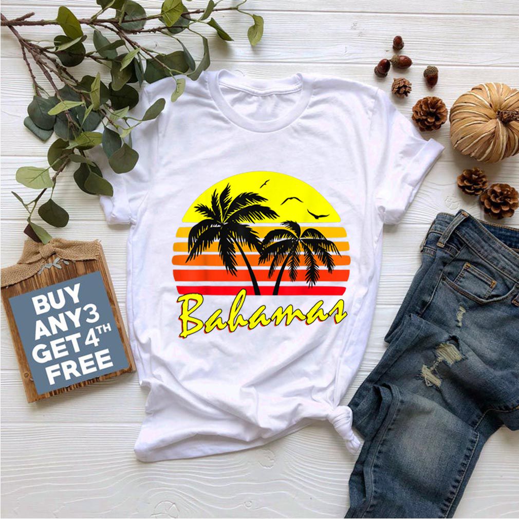 Bahamas 80S Summer Beach Palm Tree Sunset shirt 1