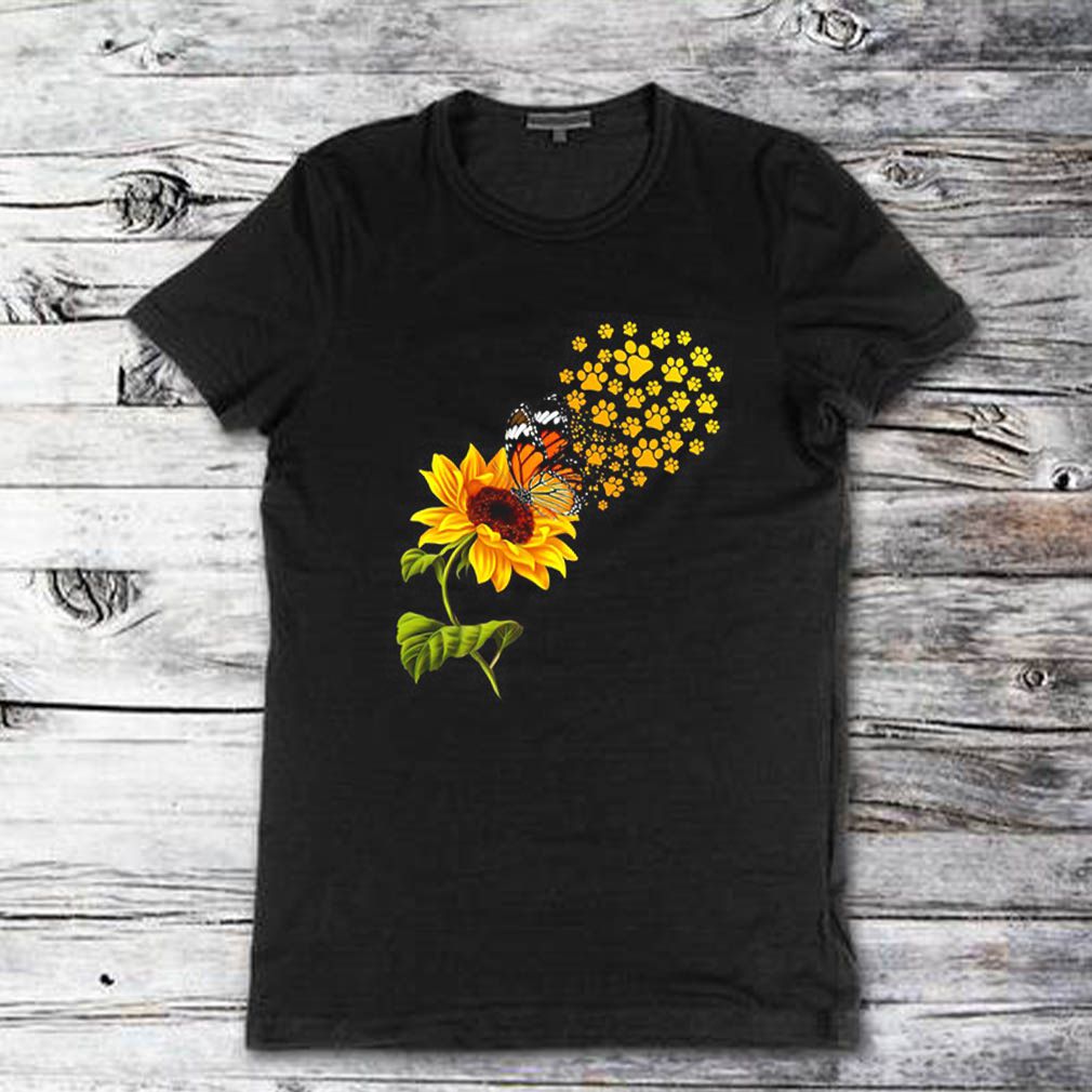 Dog paw sunflower and butterfly shirt 1