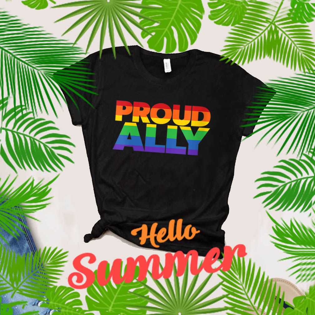 Womens Proud Ally Gay Pride LGBT Friends Proud Ally V Neck shirt compressed