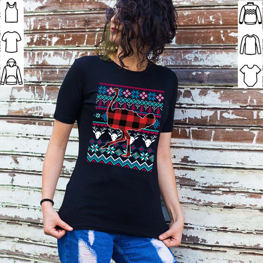 Plaid Ostrich Ugly Christmas Sweater Funny Holiday T-Shirt T-Shirt
