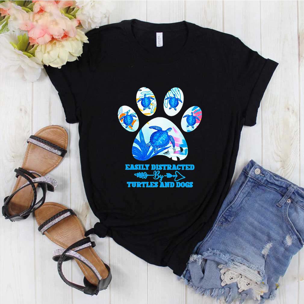 Easily Distracted By Turtles And Dogs Paw shirt 2