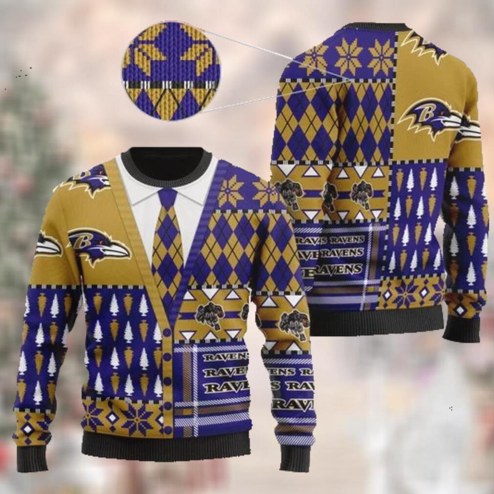 Baltimore Ravens NFL American Football Team Cardigan Style 3D Men And Women Ugly Sweater Shirt For Sport Lovers On Christmas Days2