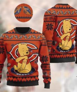 Chicago Bears NFL American Football Team Logo Cute Winnie The Pooh Bear 3D Ugly Christmas Sweater Shirt For Men And Women On Xmas Days
