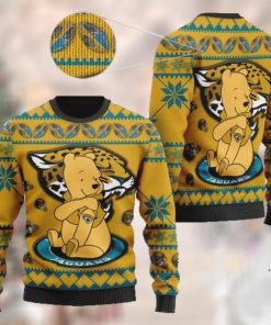 Jacksonville Jaguars NFL American Football Team Logo Cute Winnie The Pooh Bear 3D Ugly Christmas Sweater Shirt For Men And Women On Xmas Days