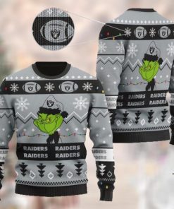 Las Vegas Raiders American NFL Football Team Logo Cute Grinch 3D Men And Women Ugly Sweater Shirt For Sport Lovers On Christmas Days