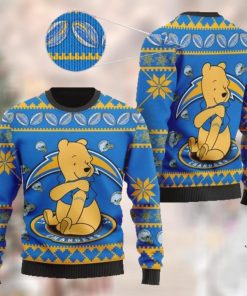Los Angeles Chargers NFL American Football Team Logo Cute Winnie The Pooh Bear 3D Ugly Christmas Sweater Shirt For Men And Women On Xmas Days