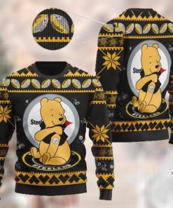 Pittsburgh Steelers NFL American Football Team Logo Cute Winnie The Pooh Bear 3D Ugly Christmas Sweater Shirt For Men And Women On Xmas Days