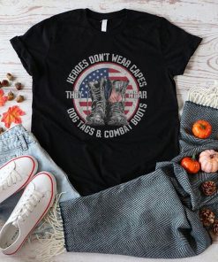 Heroes Dont Wear Capes American Flag Vetetan Dog Lover T Shirt