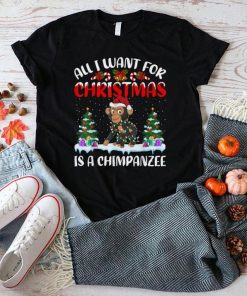 Official Funny Santa Hat All I Want For Christmas Is A Chimpanzee T Shirt Hoodie, Sweat