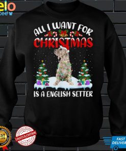 Official Funny Santa Hat All I Want For Christmas Is A English Setter T Shirt Hoodie, Sweat
