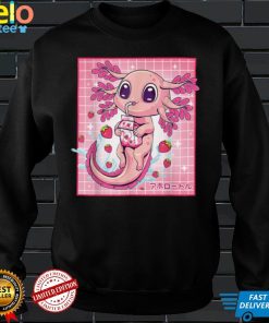 Official Kawaii Axolotl Strawberry Milk Japanese Anime Gift Girl Teen T Shirt Hoodie, Sweat
