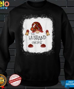 Official mb Husband Gnome Buffalo Plaid Christmas Light Bleached T Shirt Hoodie, Sweat