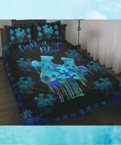 Autism light It Up Blue Quilt Bed Set