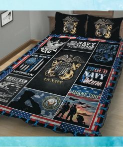 Proud Navy Veteran Eagle Quilt Blanket Quilt Set