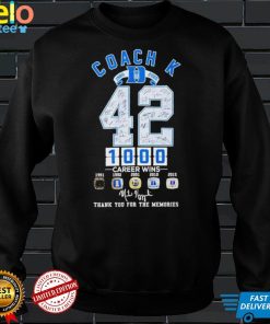 Coach K 1980 2022 1000 career wins thank you for the memories shirt