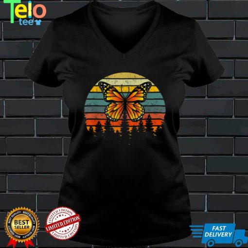 Butterfly Lover Gifts Retro Sunset Insect Monarch Entomology T Shirt