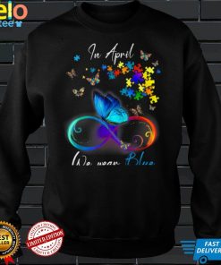 Butterfly Ribbon In April We Wear Blue Autism Awareness T Shirt