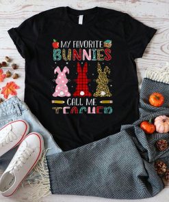Womens My Favorite Bunnies Call Me Teacher Easter Day Tees Women V Neck T Shirt