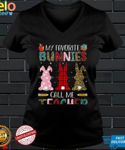 Womens My Favorite Bunnies Call Me Teacher Easter Day Tees Women V Neck T Shirt