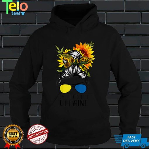 Womens I Stand With Ukraine Ukrainian Sunflower Messy Bun T Shirt