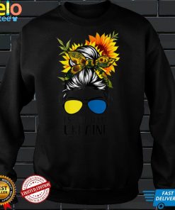 Womens I Stand With Ukraine Ukrainian Sunflower Messy Bun T Shirt