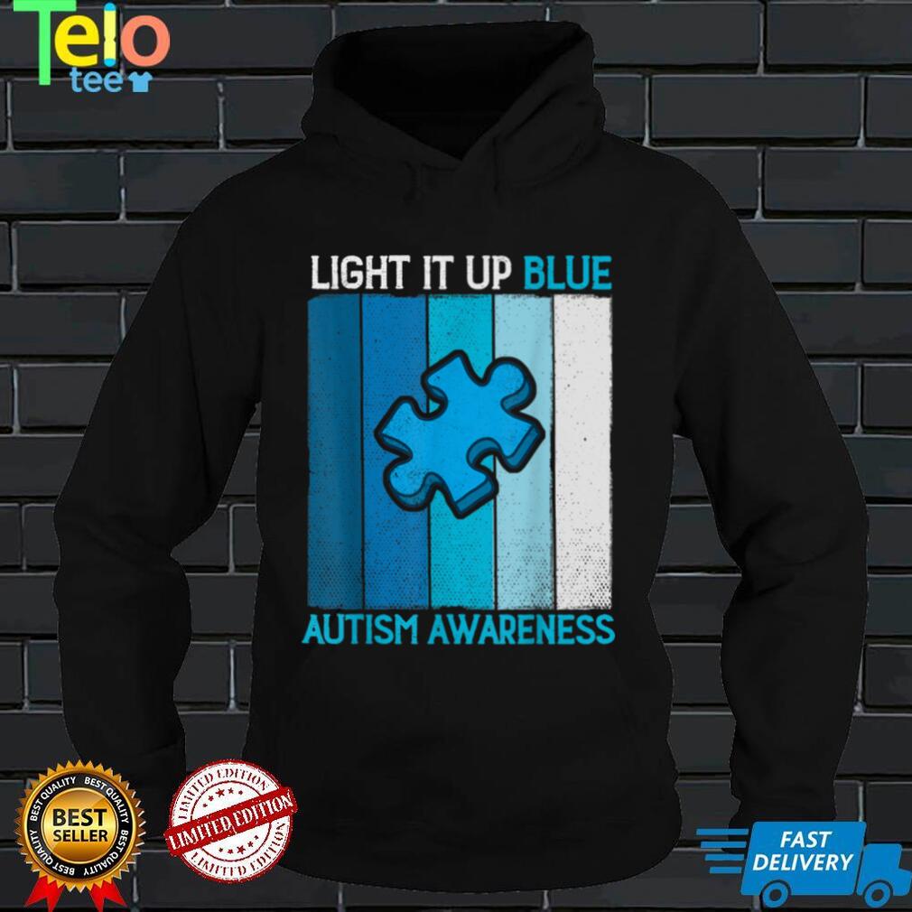Light It Up Blue Autism Awareness Puzzle Vintage Mom Dad Kid T Shirt tee